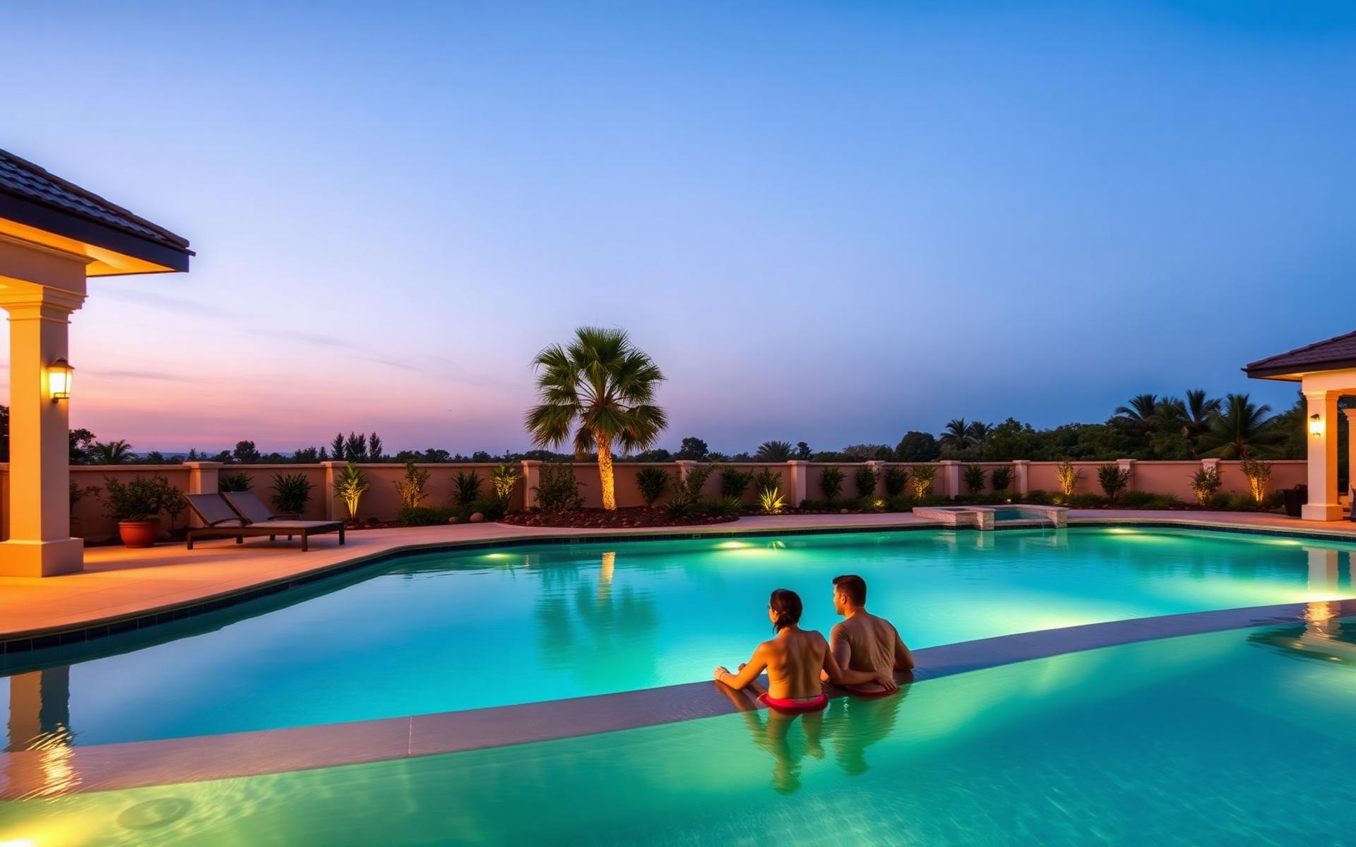 Piscina moderna com água cristalina